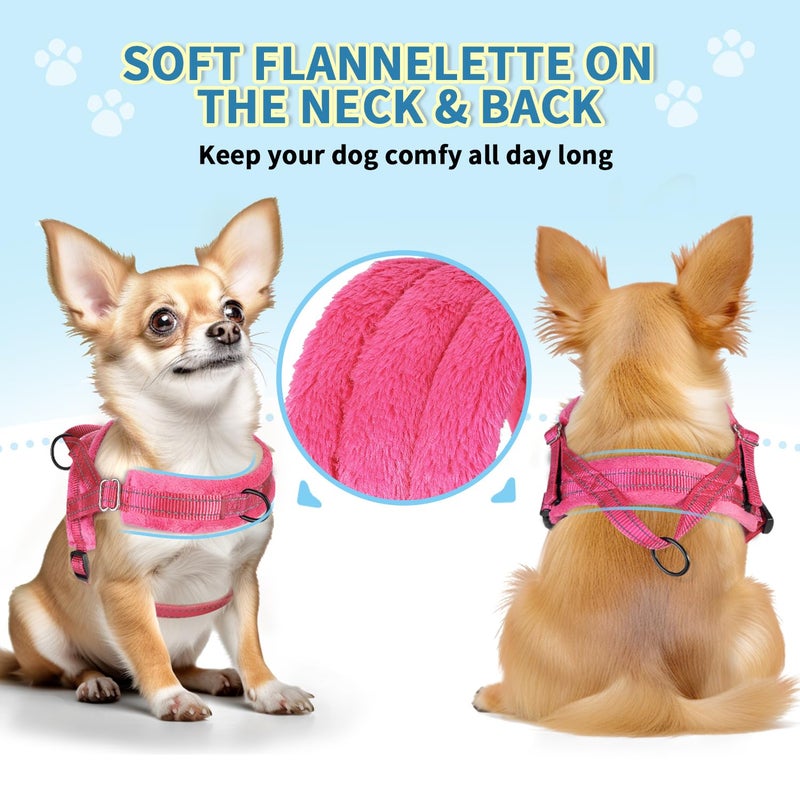 Lukovee No Pull Dog Harness and Leash Set, Soft Padded Small Dog Harness, Neck & Chest Adjustable Reflective Vest Puppy Harness with 4ft Lightweight Anti-Twist Dog Leash for Small Dogs (XS, Pink) - Image 5